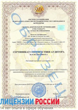 Образец сертификата соответствия аудитора №ST.RU.EXP.00006191-1 Киров Сертификат ISO 50001