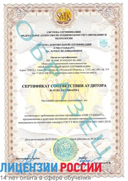 Образец сертификата соответствия аудитора №ST.RU.EXP.00014299-1 Киров Сертификат ISO 14001